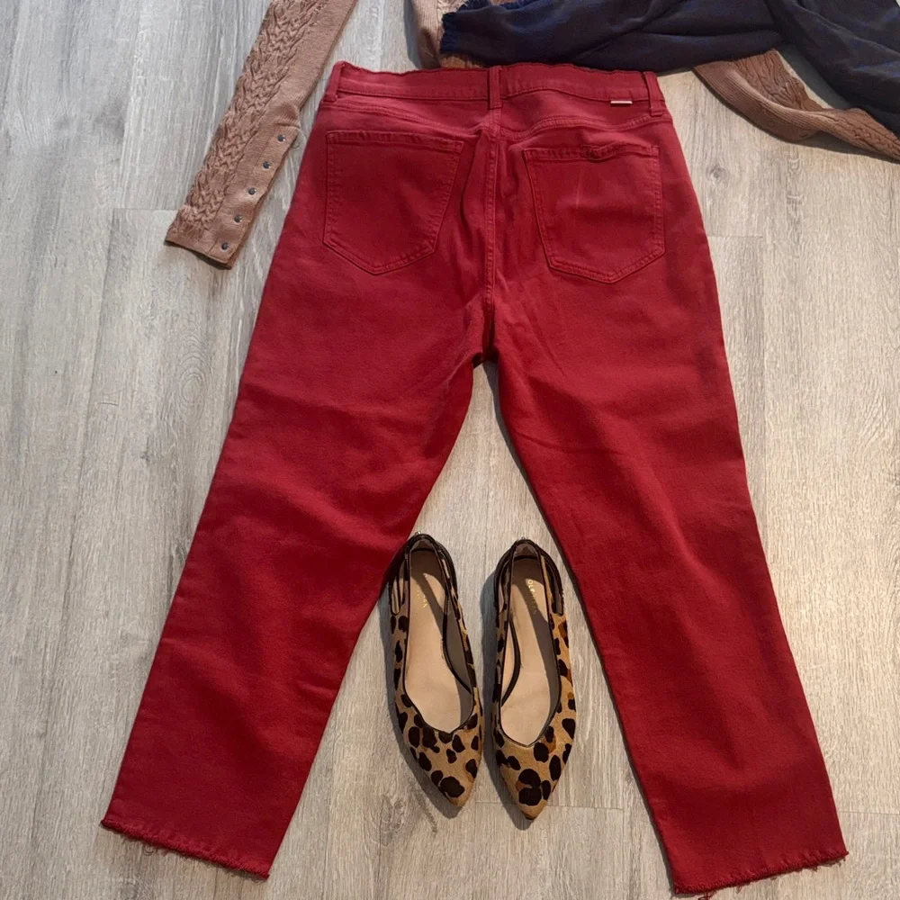 Women's DAZE Distressed Red Jeans